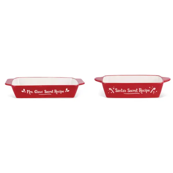 DEMDACO Santa and Mrs. Claus' Secret Recipe Baking Dishes - Set of 2 Red