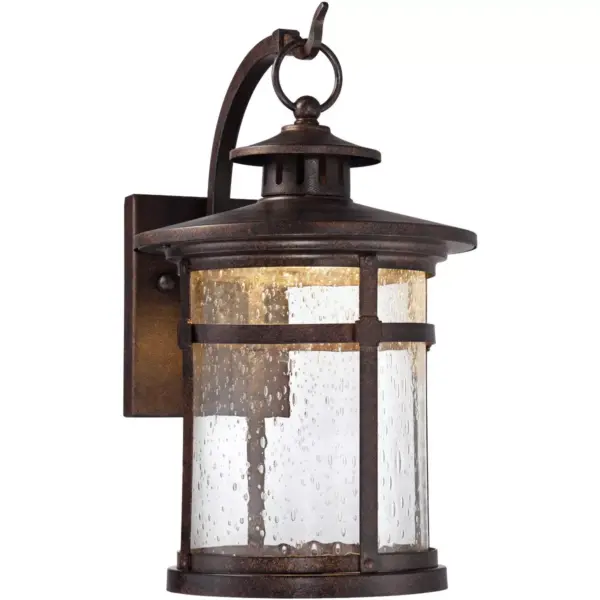 Franklin Iron Works Rustic Outdoor Wall Light Fixture LED Bronze 11 1/2" Seedy Glass Exterior House