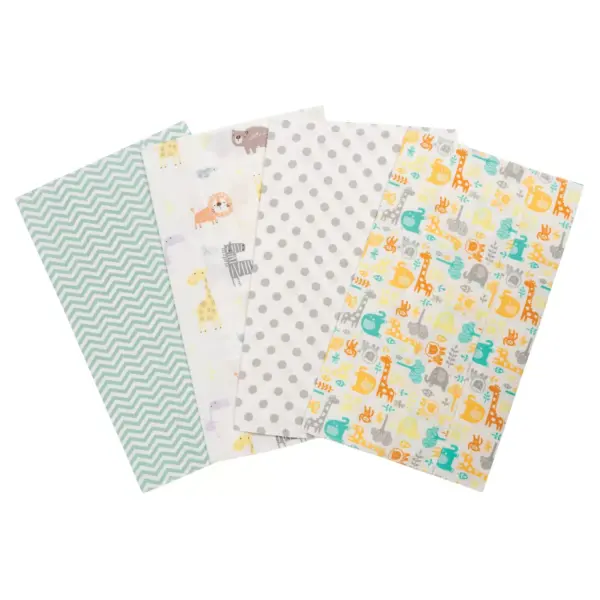 Trend Lab Jungle Flannel Burp Cloth Set - Mint 4pk