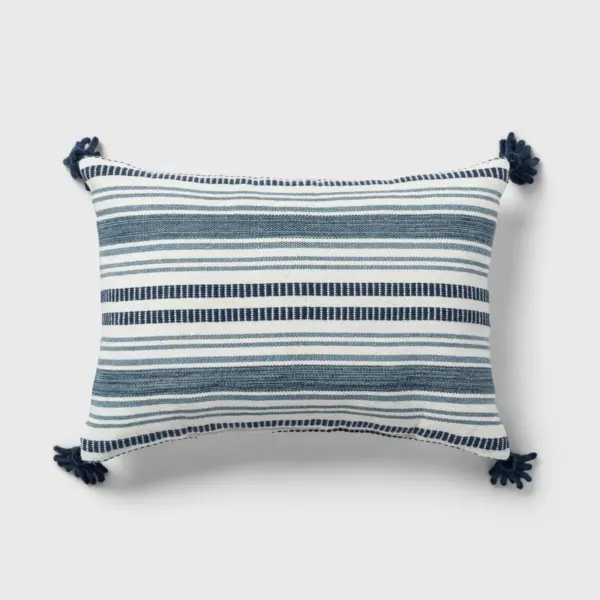 Oblong Stripe Decorative Throw Pillow Cream/Navy - Threshold™