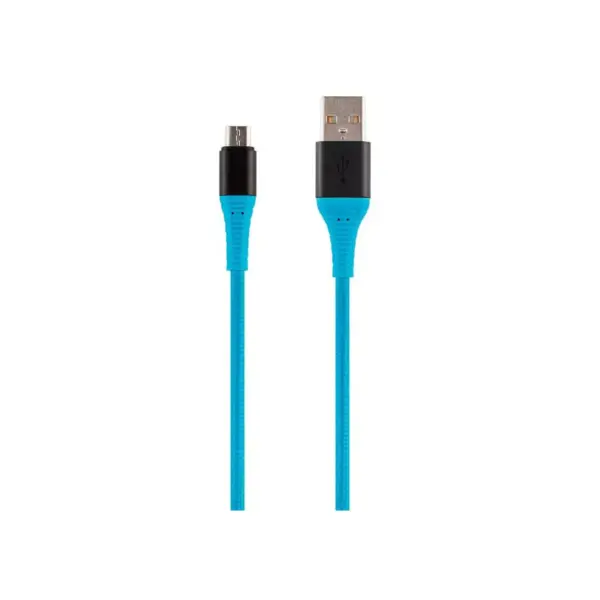 Monoprice USB 2.0 Micro B to Type A Charge and Sync Cable - 6 Feet - Blue | Durable, Kevlar-Reinforced Nylon-Braid - AtlasFlex Series