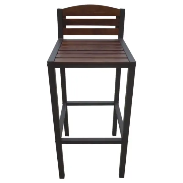 Milos Set of 2 Acacia Barstool - Dark Brown / Rustic Metal - Christopher Knight Home