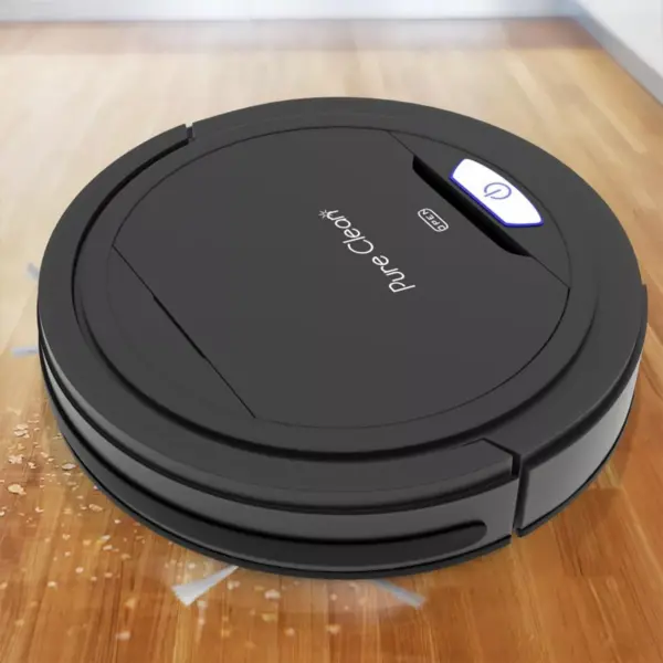 Pyle PUCRC26B PureClean Smart Automatic Robot Vacuum Compact Powerful Home Cleaning System for All Indoor Floor Surfaces, Black