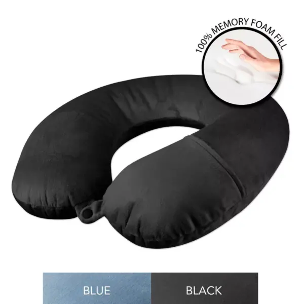 Brookstone Charcoal-Infused Memory Foam Travel Neck Pillow - Black