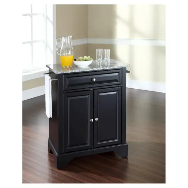 LaFayette Solid Granite Top Portable Kitchen Island - Black - Crosley