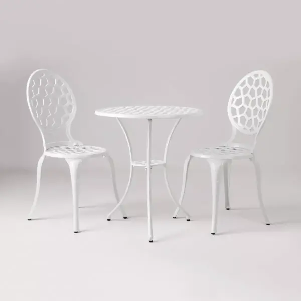 Vashon 3pc Aluminum Bistro Set - White - Balkene Home