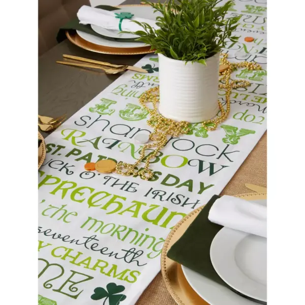 72" x 14" Cotton St Patrick's Day Print Table Runner Green/White - Design Imports