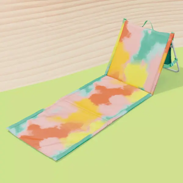 Folding Portable Beach Lounger - Blue Tie Dye - Sun Squad™