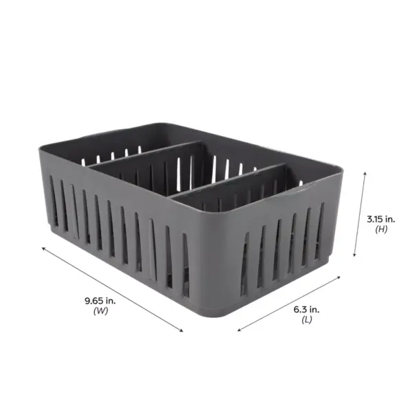 Simplify Stackable Organizer Bin with Adjustable Dividers Gray