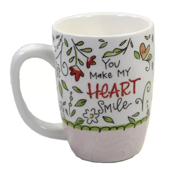 Tabletop 4.75" You Make My Heart Smile Mug Coffee Mug Flowers Brownlow Gifts  -  Drinkware