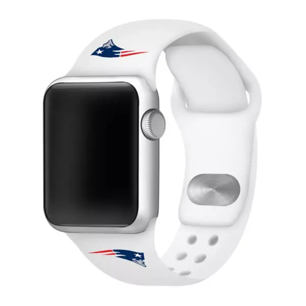 NFL New England Patriots Apple Watch Compatible Silicone Band 42mm - White