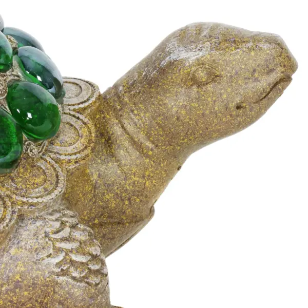 6.85" Glass Beaded Turtle Statue Green - Exhart