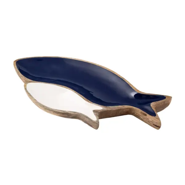 121oz Mango Wood Fish Serving Dish Blue - Thirstystone