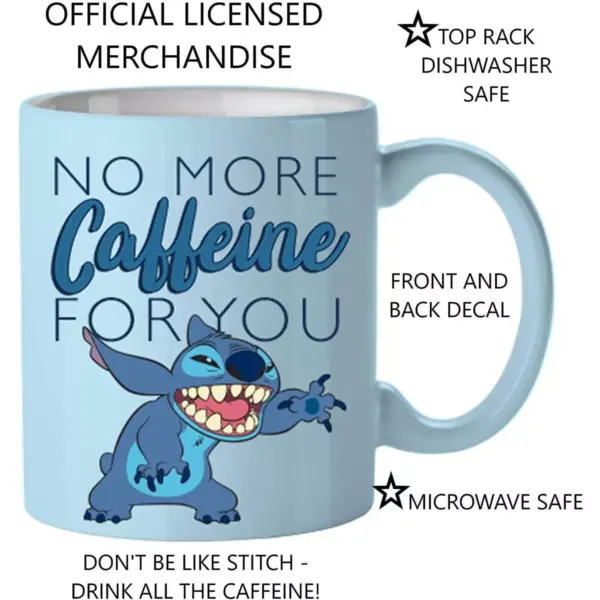 Silver Buffalo Disney Lilo & Stitch No More Caffeine 14oz Ceramic Coffee Mug