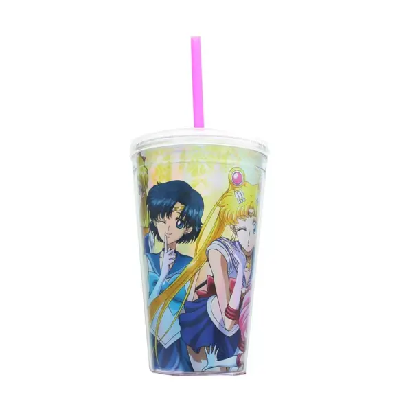 Just Funky Sailor Moon Characters 16oz Carnival Cup w/ Lid & Straw