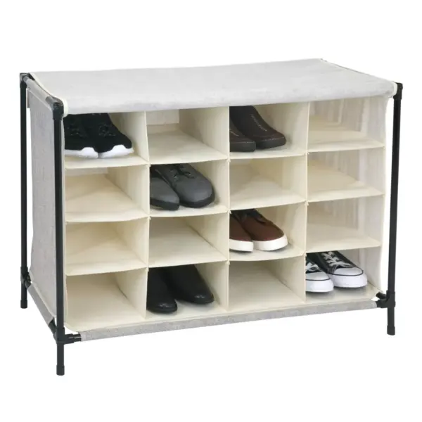 Simplify 16 Compartment Shoe Cubby Faux Jute