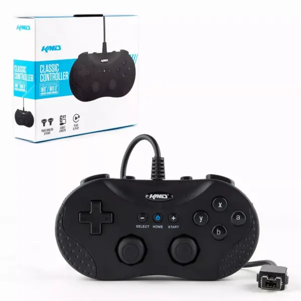 KMD Classic Wired Controller Gamepad Compatible with Nintendo Wii / Wii U Console with 6FT cable - Black