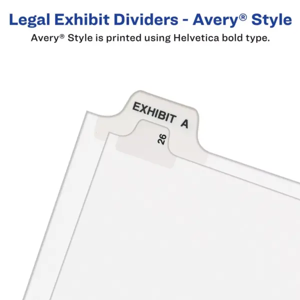 Avery-Style Preprinted Legal Side Tab Divider Exhibit B Letter White 25/Pack 01372