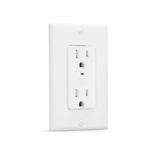 Smart White Wi-Fi Enabled Voice Activated Power Outlet Receptacle