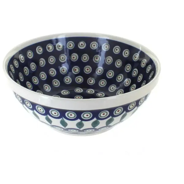 Blue Rose Polish Pottery Peacock Medium Serving Bowl