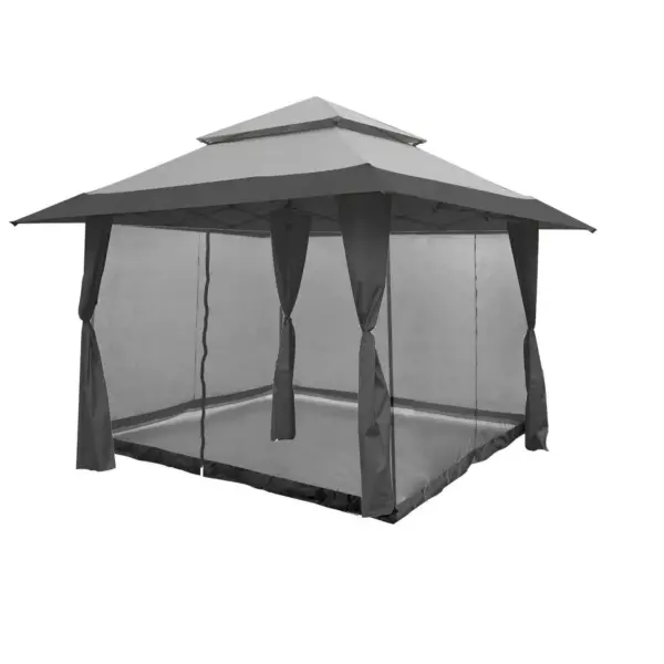 Z-Shade 13 x 13 Foot Instant Gazebo Canopy Outdoor Shelter with Bug Screen, Gray