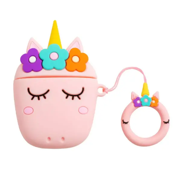 Insten Cute 3D Silicone Case For AirPods 2 & 1, Unicorn Cartoon Cover with Ring Strap