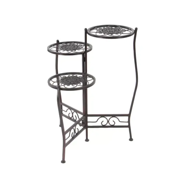 24" Modern Metal Novelty Plant Stand Brown - Olivia & May