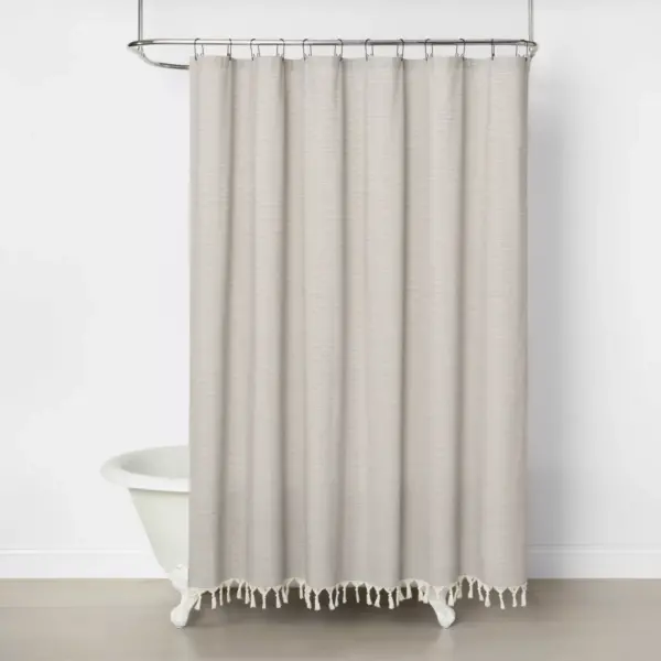 Railroad Stripe Shower Curtain Gray - Hearth & Hand™ with Magnolia