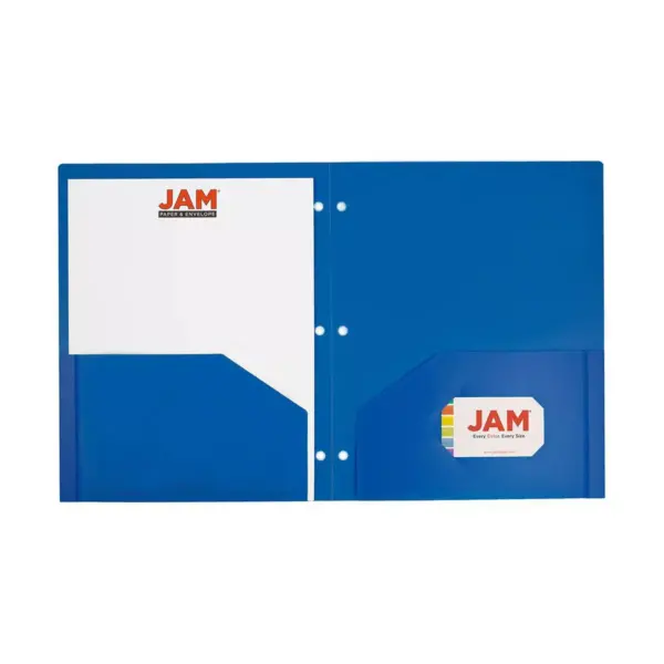 JAM 6pk 2 Pocket Heavy Duty Plastic Folders - Blue