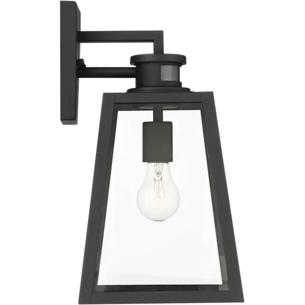 John Timberland Modern Industrial Outdoor Wall Light Fixture Black 14 3/4" Clear Glass Dusk to Dawn Motion Sensor for Porch Patio