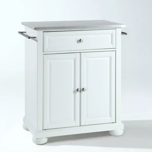 Alexandria Stainless Steel Top Portable Kitchen Island - White - Crosley