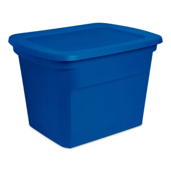 Sterilite 18 Gallon Plastic Stackable Storage Tote Container Box, Blue (8 Pack)