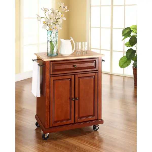 Crosley Wood Top Portable Kitchen Cart - Cherry