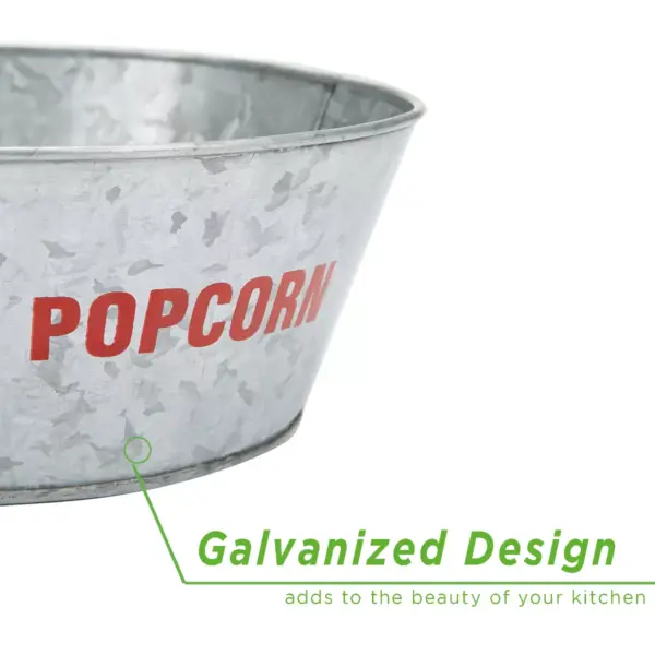 Mind Reader Galvanized Popcorn Bowl, Silver - 2 Pack