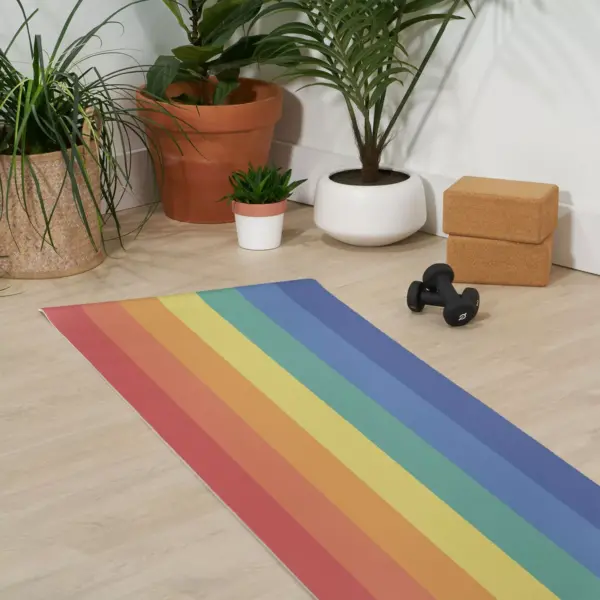 AvenieVintage Rainbow Stripes (6mm) 24" x 70" Yoga Mat - Society6