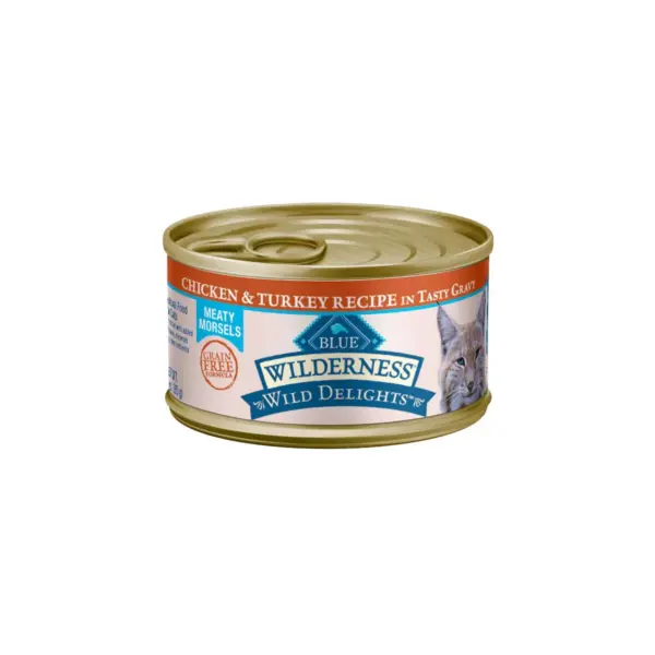 Blue Buffalo Wilderness Wild Delights Grain Free Meaty Morsels Chicken & Turkey In Tasty Gravy Premium Wet Cat Food - 3oz