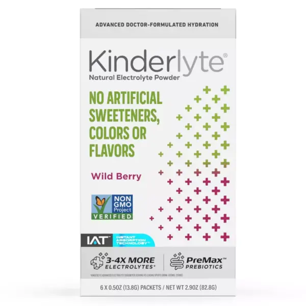 Kinderlyte Natural Electrolyte Powder - Wild Berry - 6ct/0.5oz Each