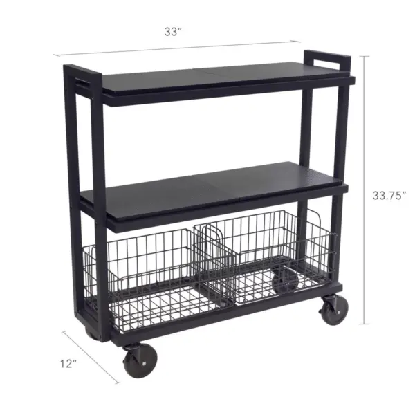 Cart System with wheels 3 Tier Black - Atlantic