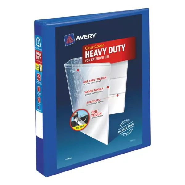 Avery Heavy-Duty View Binder with Locking EZD Rings, 1" Cap, Blue