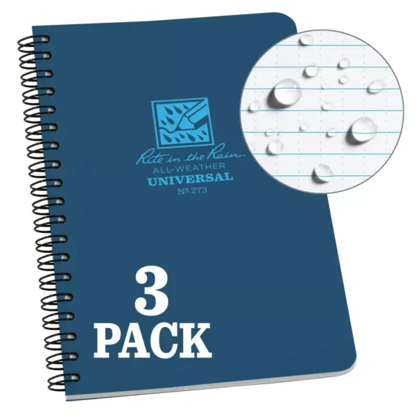 3pk Spiral Notebook 1 Subject Special Ruled 4.875" x 7" Blue - Rite in the Rain