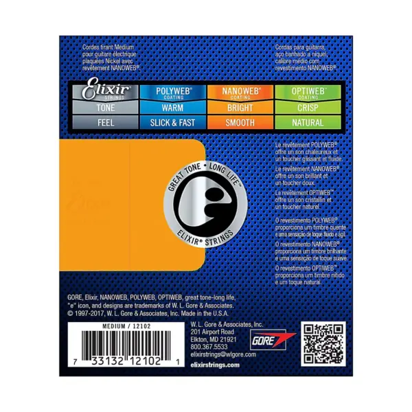 Elixir Electric Guitar Strings with NANOWEB Coating, Medium (.011-.049)