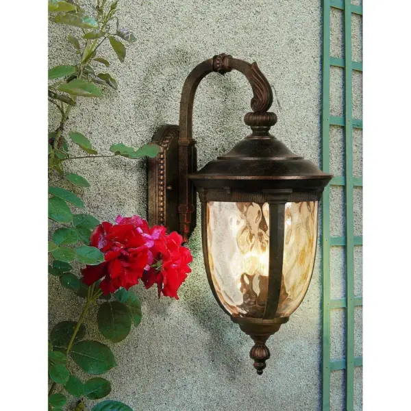 John Timberland Vintage Outdoor Wall Light Fixture Bronze Metal 20 1/2" Champagne Hammered Glass for Exterior House Porch Patio