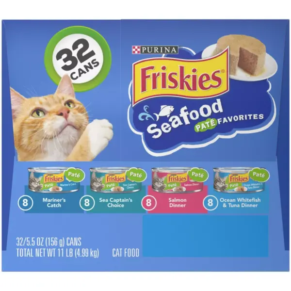 Purina Friskies Paté Wet Cat Food Seafood Favorites - 5.5oz/32ct Variety Pack