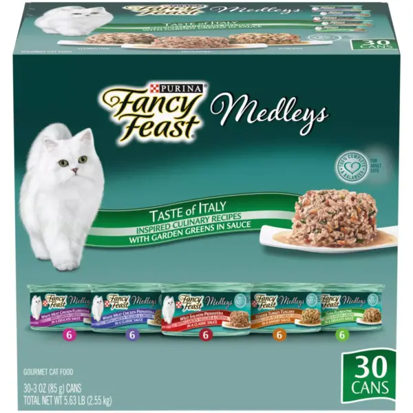 Fancy Feast Medleys Taste of Italy Collection in Sauce Gourmet Wet Cat Food - 3oz/30ct Variety Pack