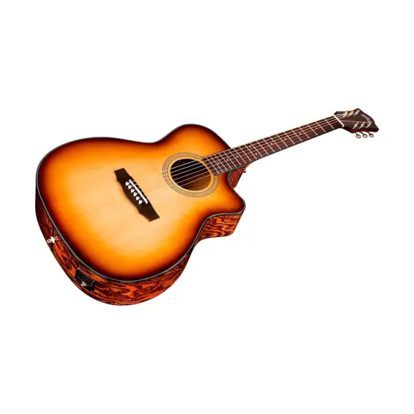 Guild OM-260CE Deluxe Burl Orchestra Cutaway Acoustic-Electric Guitar Edge Burst