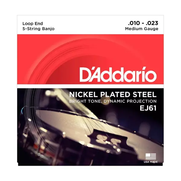 D'Addario EJ61 Nickel 5-String Medium Banjo Strings (10-23)