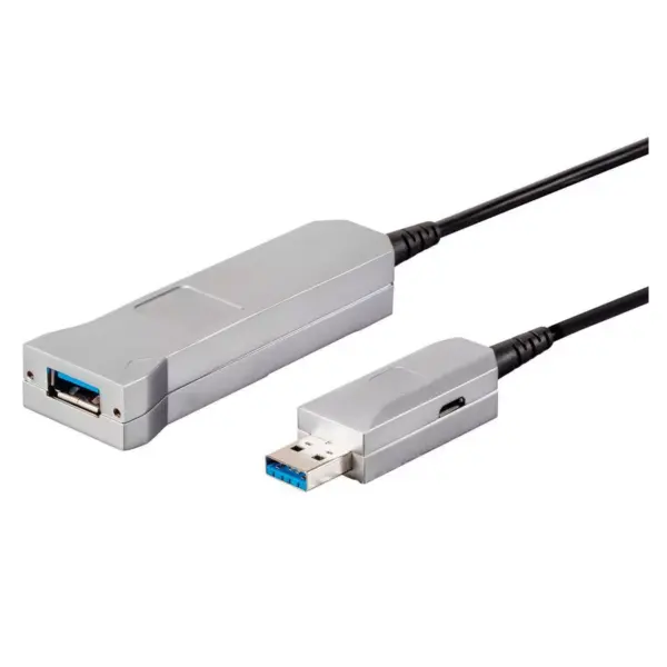 Monoprice USB-A to USB-A Female 3.0 Extension Cable - 98.4 Feet - Silver | Fiber Optic - SlimRun