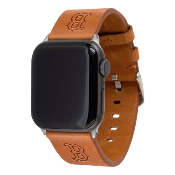 MLB Boston Red Sox Apple Watch Compatible Leather Band 38/40mm - Tan