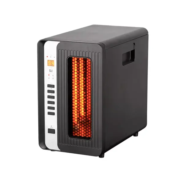 Optimus H-8013 Portable Electric Infrared Quartz Room Heater with Remote Control and LED Display Panel for Indoor Home Space Heating