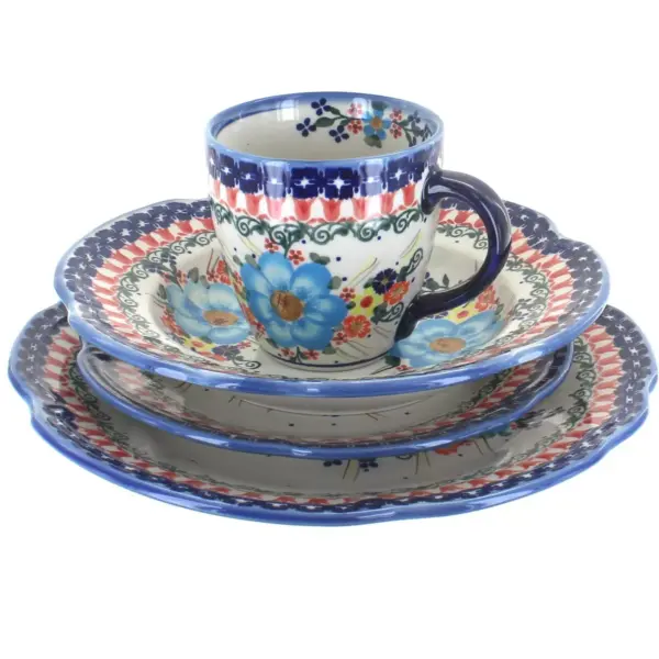 Blue Rose Polish Pottery Kristi 4 Piece Place Setting - Service for 1